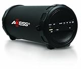 AXESS SPBT1031BK Portable Bluetooth Indoor/Outdoor 2.1 Hi-Fi Cylinder Loud Speaker with Built-In 3" Sub and SD Card, USB, AUX Inputs in Black (Electronics)