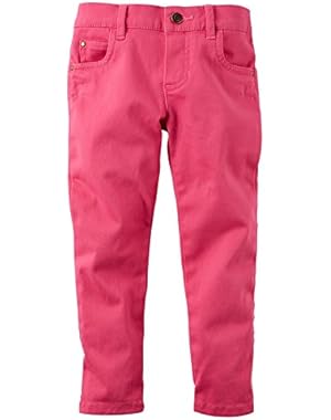Girl's 5-Pocket Stretch Skinny Pants, Pink (24 Months)