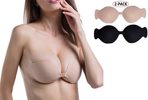 CYCEOS Women's Sticky Strapless Bra Self Adhesive Silicone Invisible Push-up Bras Reusable Backless Bra Pack of 2