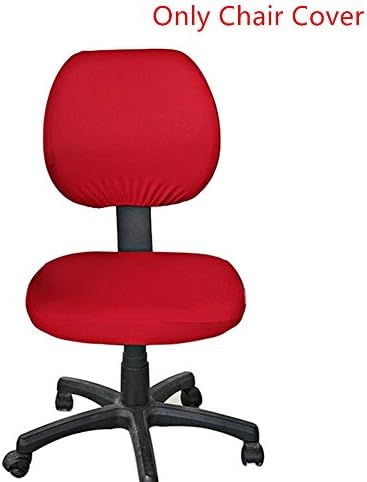 Office Desk Rotating Chair Seat Slipcover Protector Machine Washable Stretch Spandex Computer Chair Covers Doptou Pure Color Universal Chair Cover(Wine Red)