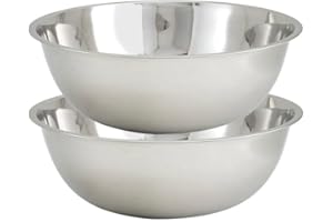 Tiger Chef Heavy Duty Mixing Bowl 30 Quart All-purpose Mixing Bowls for Home and Commercial Use - Best Prep Bowls for cake mixtures, dough’s, salads, pastas, dressings Stainless Steel - 2 Pack