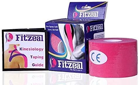 Fitzeal Kinesiology Waterproof Therapeutic and Sports Injury Tape (5 m x 5 cm, Lightning Pink)