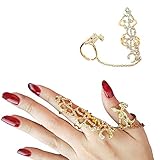 Happy Hours - Women's Jewelry Adjustable Plating Rose Rings / Multiple Finger Stack Knuckle Band Hollow Bling Ring Crystal Set(Golden)