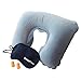 Traveling Pillow Inflatable Blow Up Support Neck Cradle And Eye Mask Set For Sleeping In Airplane Or Car