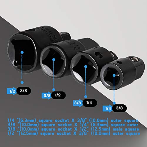 8PC Impact Adapter and Reducer Set, Mgtgbao Drive Socket Adapter Converter Reducers for Impact Driver Conversions Wrench in Auto and Construction Work Set Adapter Sizes -（1/4inch 3/8inch 1/2inch） - Thumbnail 3