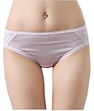 METWAY Women's 100% Mulberry New Silk L-Rise Lace Panties (X-Large, Mauve)