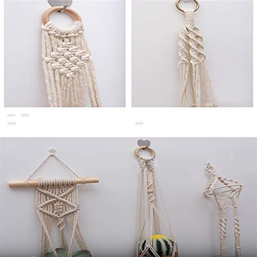 3mm Macrame Cord 166 Yards Natural Macrame Rope Macrame Supplies Macrame Wall Hanging Kit with 70 pcs Wood Beads 6pcs Wood Ring and 4pcs Wooden Stick for DIY Plant Hangers, Crafts, Knitting