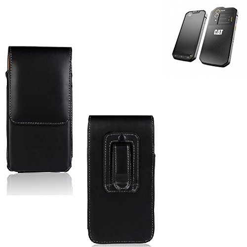 Holster for Caterpillar Cat S60, leatherette belt bag, black | plain simple functional elegance. Mobile Phone Case protective Cover - K-S-Trade