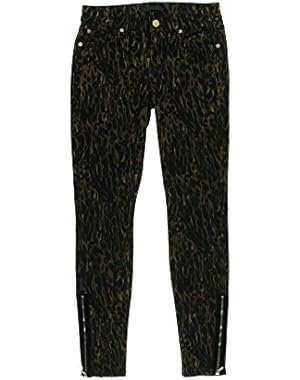 7 For All Mankind Womens Ankle Zip Leopard Print Skinny Jeans Black 27