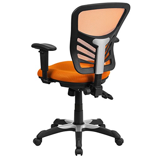 Flash Furniture Mid-Back Orange Mesh Multifunction Executive Swivel Chair with Adjustable Arms