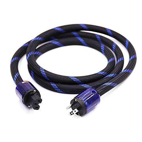 4.9FT/1.5M HiFi Audiophile Power Cord,Hi End Braided Sleeve Amplifier