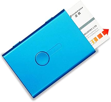 Amazon スライド式 名刺入れ 名刺ケース 軽量 アルミ製 18枚収納 シンプル 男女兼用 ワンタッチ 片手で取り出し ブルー 名刺入れ