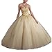 Vnaix Bridals Princess Lace with Tulle Sweet 16 Prom Quinceanera Dress(8,Gold)