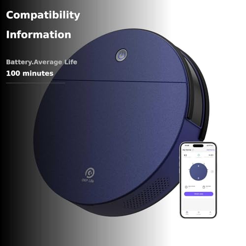 OKP K3 Robot Vacuum Cleaner Self-Charging Robotic Vacuum Cleaner with 2000Pa Strong Suction Voice Control for Hardfloor and Carpet,Blue - View 3