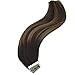 GOO GOO Tape in Hair Extensions Human Hair, 2/6/2 Balayage Dark Brown to Chestnut Brown, 16inch 50g 20pcs, Thick Ends Straight Seamless, Invisible