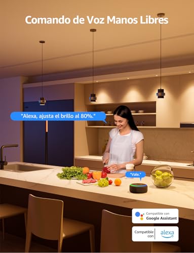 Lepro BG1 AI Foco Inteligente LED GU10, Regulable RGB+CW (Cambio de Color y Blanco), Compatible con Alexa y Google Assistant, Control por Voz y Sincronización de Música, Gestionado por App