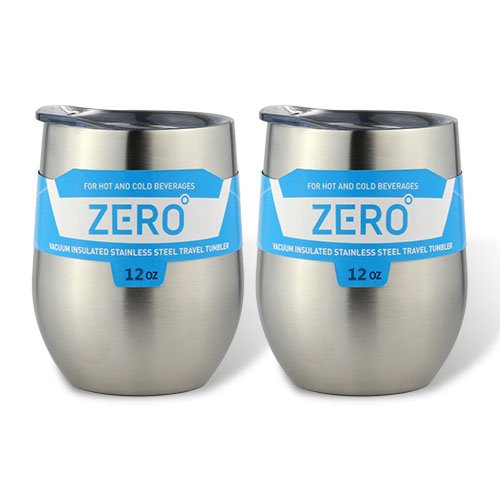 Stainless Steel Tumbler with Lid, Double Wall Vacuum Insulated Travel Mug for Hot and Cold Drink by Zero Degree (12oz 2 Pack)