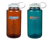 Nalgene 32 ounce (32oz) Wide Mouth (WM) Water Bottles - Set of 2 (Rustic and Trout)