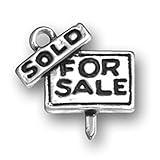 Sterling Silver 3D Realtors FOR SALE Sign SOLD Charm