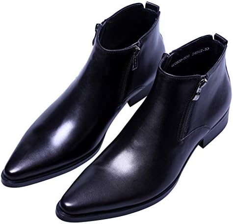 Amazon.com | Men's Leather Fashionable Zipper Pointed Toe Casual