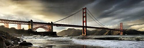AT6005 Golden Gate San Francisco Bridge Cityscape Panorama Poster Custom Canvas 24x72 Inch +2"Border