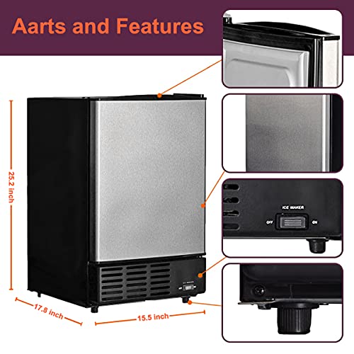 Builtin Ice Maker with Freezer Undercounter Ice Machine 15 Inch Wide