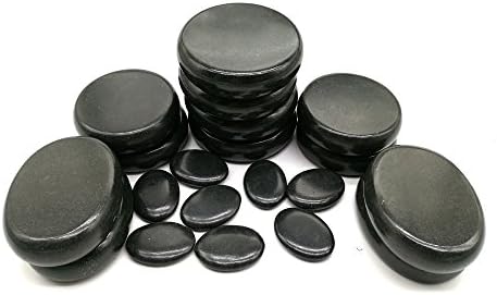 Romonacr 20 Pcs Professional Massage Stones Set Natural Lava Basalt Rock Hot Stone for Spa, Massage Therapy