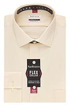 Van Heusen Men's Flex Collar Regular Fit Solid Spread Collar Dress Shirt, Canvas, 15