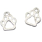Antiqued Silver Cat Paw Foot Prints Charms Pendants for Jewelry Making DIY (silver)