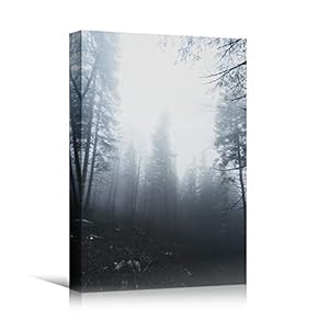 signwin Canvas Wall Art Foggy Trees Cool Dramatic...