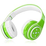 Wireless Bluetooth Headphones for Kids Boys Girls Over Ear,Built-in Mic,Stereo Sound,3.5mm Audio Jack Cable for Pc Tablet Cellphone(Green)