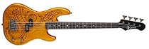 Luna TAT30 Tattoo Etched Mahogany Body Short Scale Electric Bass Guitar, Rosewood Fretboard, Matte

