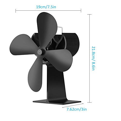 4 Blades Heat Powered Stove Fan Non Electric Wood Burning Stove Fan Blower - Eco Friendly & Quiet - Thumbnail 6