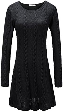 Milkuu Women's Crew Long-Sleeve Swing A-Line Dress