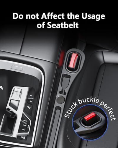 Homaupt Car Seat Gap Filler, 2 Pack PU Leather Fill The Gap Between Seat and Center Console, Seat Crevice Blocker Stop Things from Dropping, Universal Vehicle Interior Accessories Black