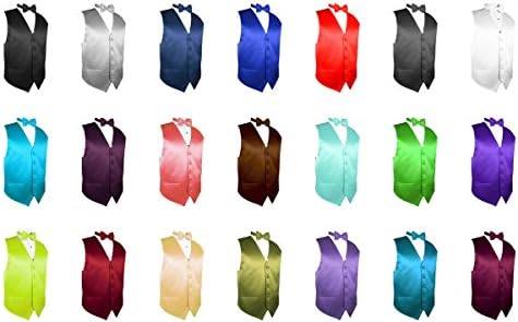 Exclusive Distributor Solid Dress Vest & Bow Tie Set for Suit or Tuxedo
