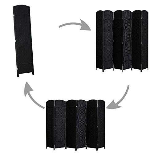 Cocosica Folding Room Divider, 6 Panel Weave Fiber Privacy Screen with
