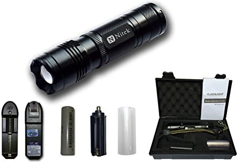 outdoor flashlight CREE XML-T6 LED waterproof Handheld Flashlights with Rechargeable 18650 Battery Charger for Camping, Hiking, Cycling, and Emergency Search Missions(All-in-one-kit)