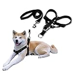 Petacc Adjustable Dog Harness Leash Set with Chest Strap Multi-functional Nylon Dog Harness for Walking and Training, Suitable for 66-99lb(30-45kg) (black)