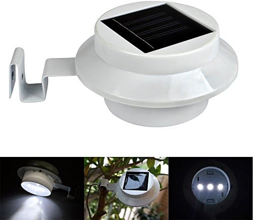 2X Outdoor Table Lamps Solar Power Powered LED Outdoor Light Gutter Garden Fence Wall Pathway W/bracket White Shell 2v
