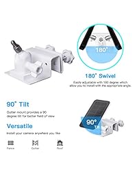 Koroao Gutter Mount para Arlo Pro Solar Panel Arlo Ultra Solar Panel Reolink Solar Panel: el mejor ángulo para obtener la exposición al sol (paquete de 1, blanco)
