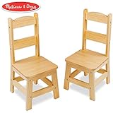 Melissa & Doug Solid Wood Chairs, Chairs for Kids, Light-Finish Furniture for a Playroom (Durable Construction, Set of 2, 28â€ H x 15.2â€ W x 4â€ L)
