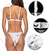 X-HERR Women Push up Triangle Brazilian Thong Bikini Set Swimsuits(Marble & White,Large)