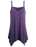 Miusey Tank for Leggings Womens V Neck Fowly Swing Tunic Tops Handkerchief Hem Spaghetti Strap A Line Casual Summer Stretch Asymmetrical Beach Party Loose Fit Soft Comfortable Camisoles Purple XXL