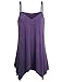 Miusey Tank for Leggings Womens V Neck Fowly Swing Tunic Tops Handkerchief Hem Spaghetti Strap A Line Casual Summer Stretch Asymmetrical Beach Party Loose Fit Soft Comfortable Camisoles Purple XXL