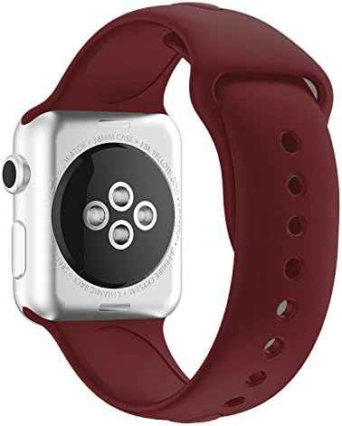 Chumei Sporty Band Compatible with Apple Watch, Soft Silicone Replacement Wristband Strap Band for iWatch Series 1 Series 2 Series 3 Series 4 (42MM/44MM S/M Rose Red)