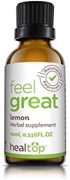 Healtop Lemon Natural Essential 0.338 FL OZ (10 ML) Antitoxic, Supports Weight Loss,Oral and Digestion Health