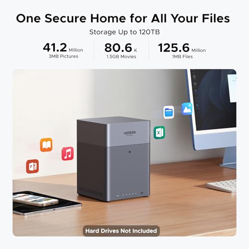 UGREEN NASync DH4300 Plus 4-Bay Desktop NAS, RK3588C SoC, 2.5 GbE LAN Port, 8GB LPDDR4X RAM, NFC One-Touch Connection, AI-Powered Family & Baby Album, Personal Cloud for Home/Office (Diskless) | 2.5 GbE Port, 8GB LPDDR4X RAM, A76+A55 8 Cores SoC, Cloud Backup, Remote Access, NFC, Multi-Device Connectivity (Diskless)