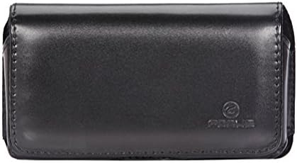 Black Leather Side Case Compatible with Motorola CLIQ XT MB501, Atrix 4G MB860, Admiral - Nokia Lumia 800 710 620 610, E72 E6 E5, Asha 210 - Pantech Link P7040p II P5000, Caper