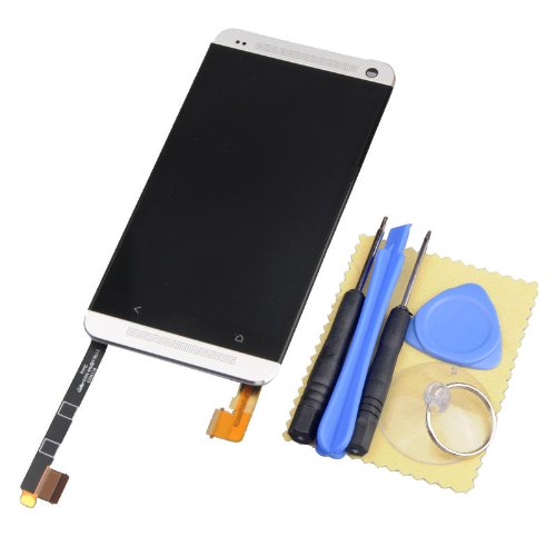 White Front Touch Screen Digitizer LCD Display Assembly with Frame and Tools for HTC One M7